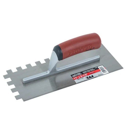 Trowel Notched 11in x 41/2in (1/4in x 1/4in sq Notch) Red Handle