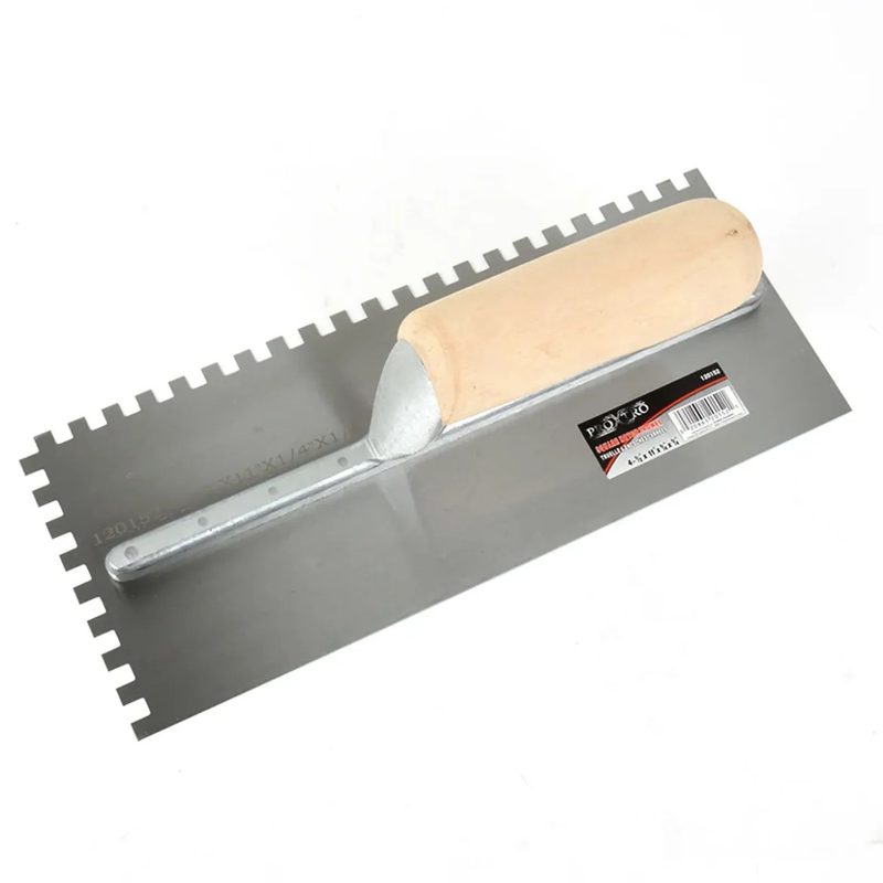Trowel Notched 11in x 4in (1/4in sq Notch) Wooden Handle