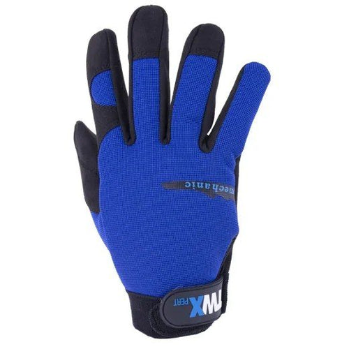 1 Pair Mechanic Gloves Blue/black with Synthetic Leather Palm Black (L)