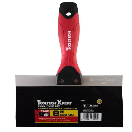 Drywall Taping Knife 8in (200 mm) Flex Blue Steel Blade Soft Handle