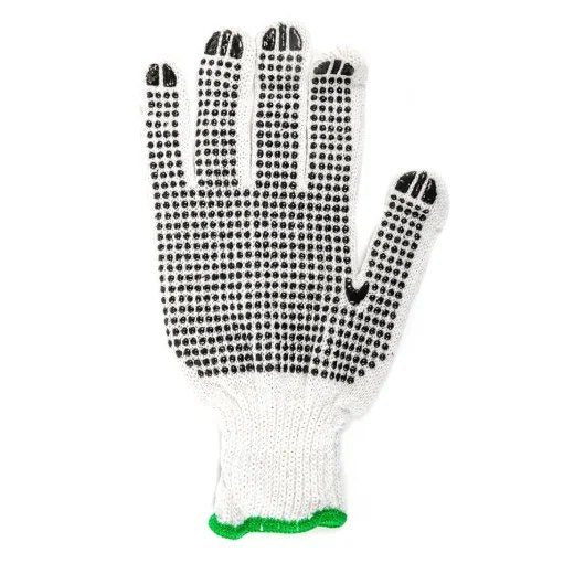 1dz. Knitted Poly/cotton Gloves White with Black PVC Dots (L)