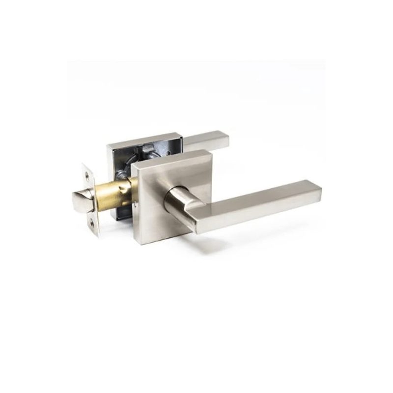 Door Lock Lever Passage Square - Satin Nickel
