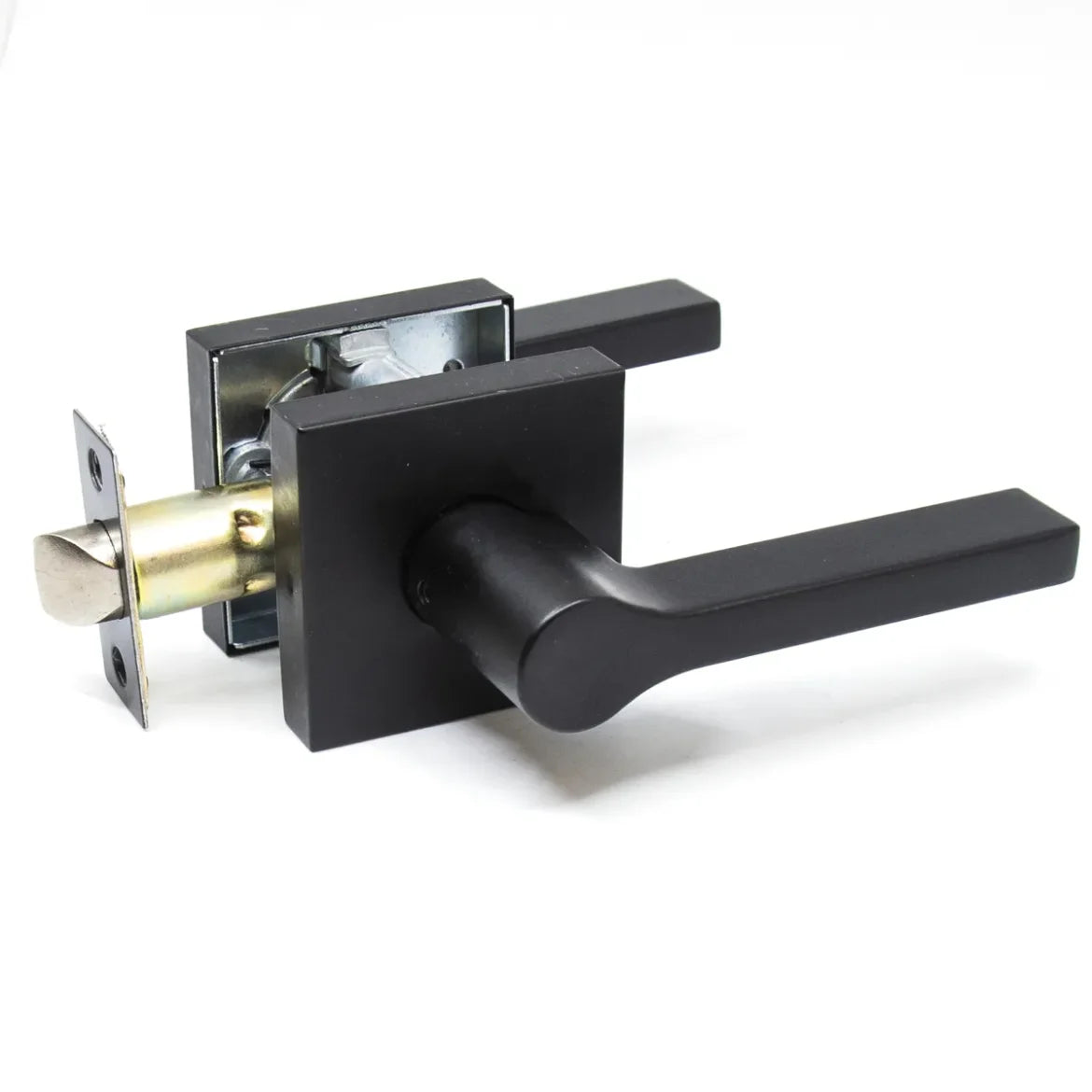 Door Lock Lever Passage Square - Matte Black