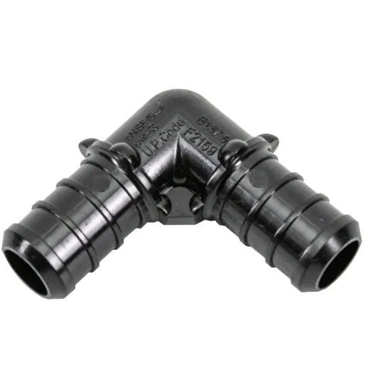 24PK Pex Poly 90° Elbow Barb to Barb 1/2 x 1/2in - Black