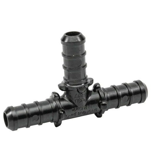 24PK Pex Poly Tee Barb to Barb 1/2 x 1/2 x 1/2in - Black