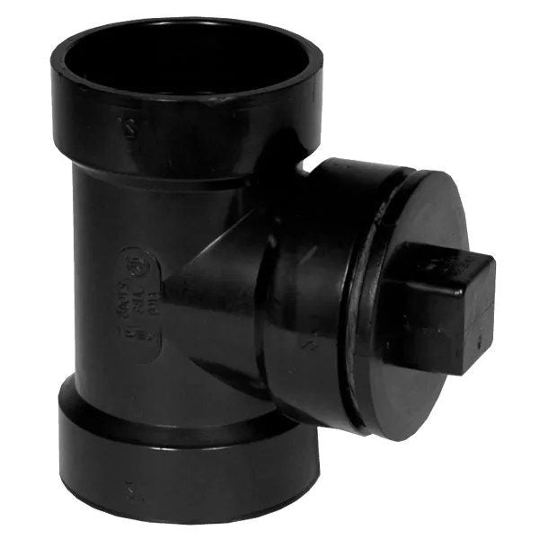 ABS Cleanout Tee with Plug 1½in - Black