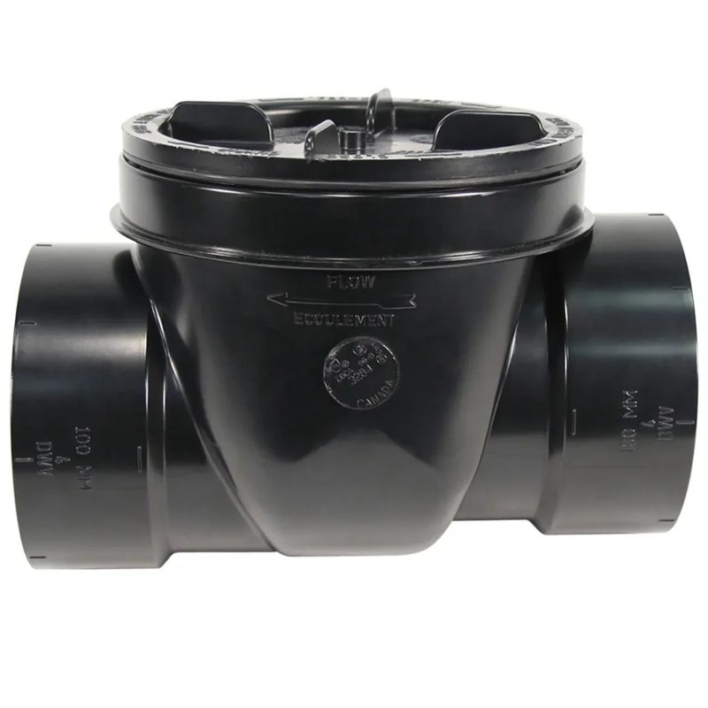ABS DWV Backwater Valve with Cap 1-1/2in - Black